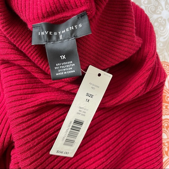 NWT Investments Plus Size Red Turtleneck sweater - Picture 10 of 13